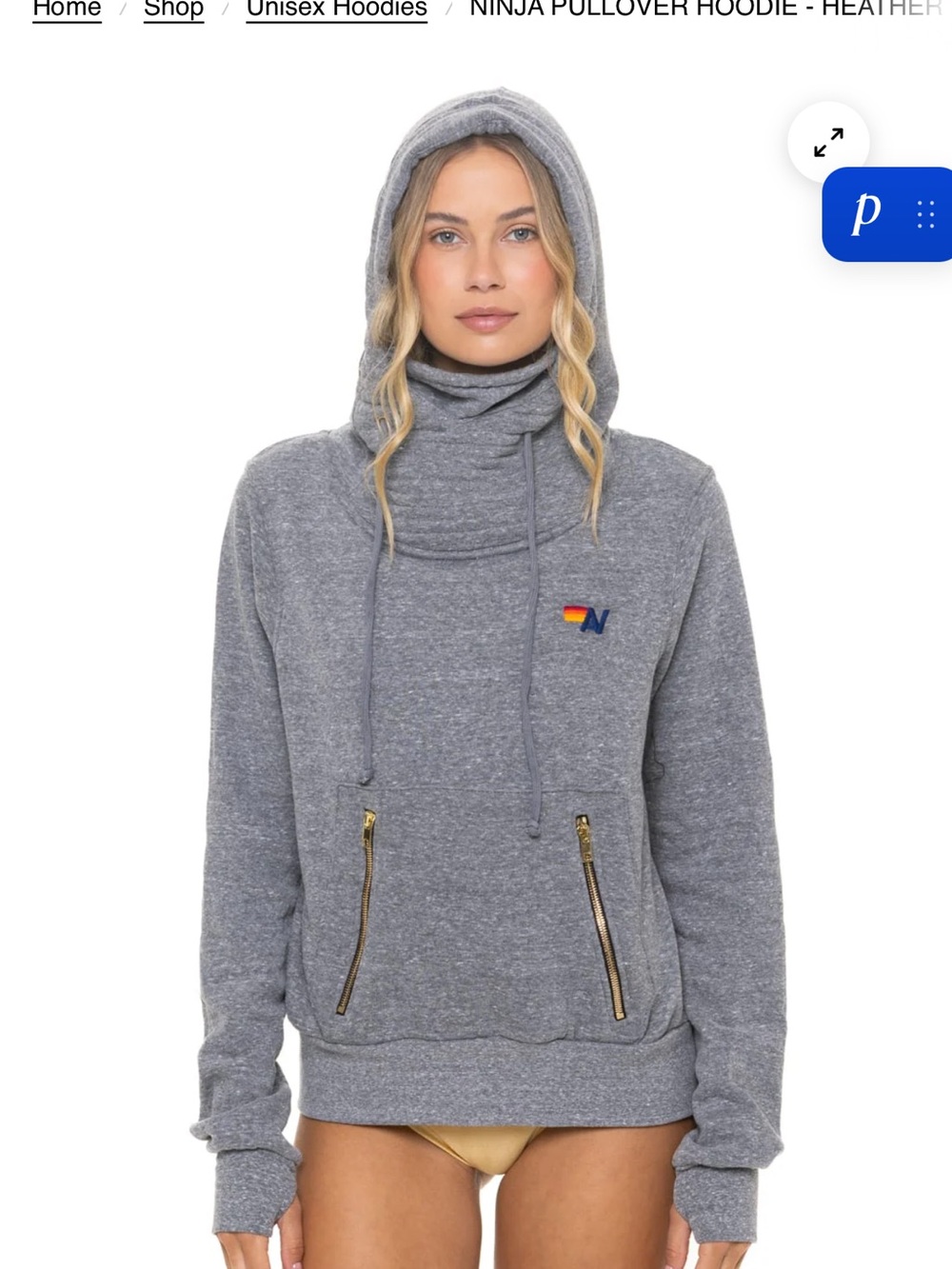 Aviator Nation Heather Gray Pullover Hoodie with Rainbow 'N' Logo - Picture 2 of 3